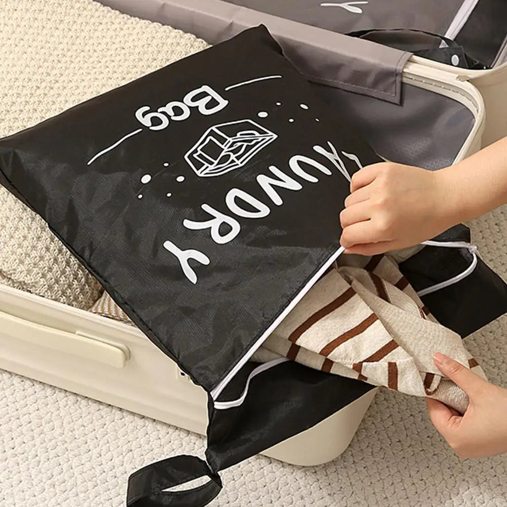 Travel Laundry Bag with Zipper Waterproof Dirty Clothes Storage Pouch Portable Drawstring Laundry Organizer for Suitcase/Dorm Qme