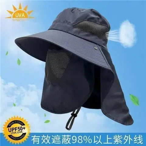 Unisex Summer Wide Brim Waterproof and Quick-drying Panama Caps Outdoor Visor Bucket Hats Mesh Breathable Sun Hat with Neck Flap Qme