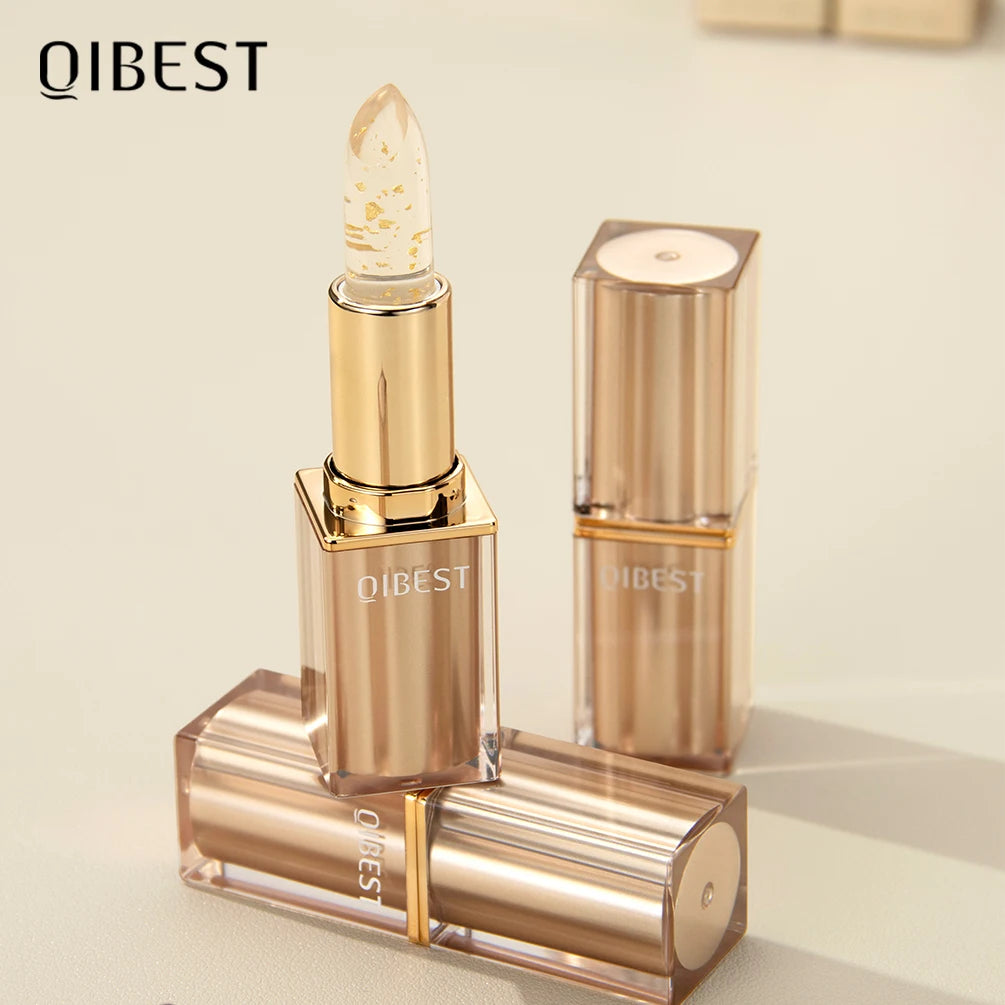 QIBEST Color Changing Lipstick Glitter Lip Blam Transparent Long Lasting Non-Sticky Moisturizing Glossy Shine Lip Stain Tinted Qme