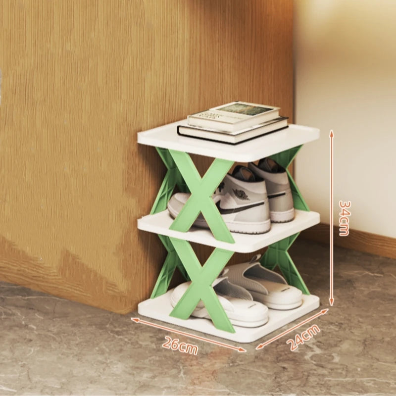 Multifunctional Shoe Cabinets Free Splicing Storage Rack Detachable Shoe Storage Saving Space Household Door Shoe Organizer Rack Qme 3th Green color