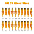 20PCS Tattoo Cartridge Needle Professional Individual Package Sterile Yellow Tattoo Needles for Tattoo Pen Machine Qme Mixed 20pcs Gold