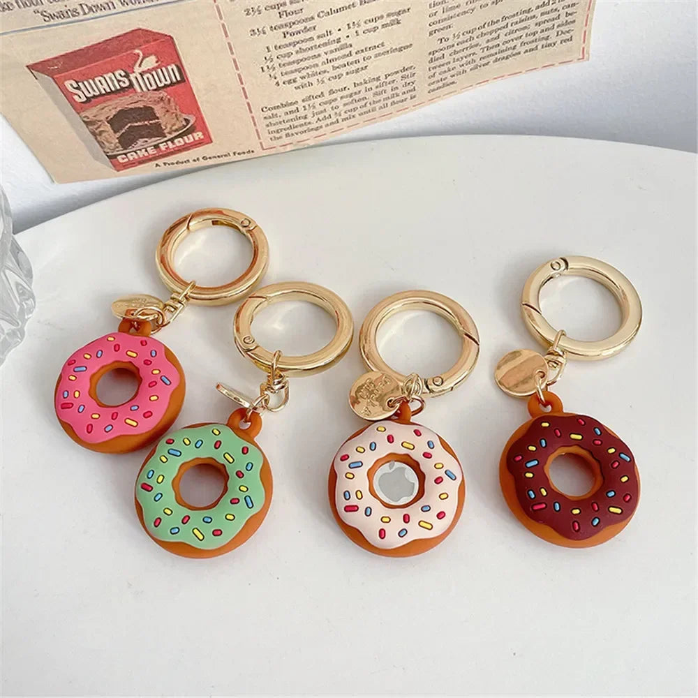 Cartoon Donut Silicone Case for Apple Airtag Case Dog Collar GPS Finder Protective Silicone Case for Apple Air Tag Tracker Case Qme