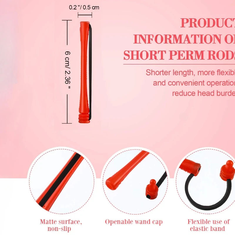 24pcs Hair Perm Rods Hair Curling Rollers Perming Curlers Rods Cold Wave Rollers for Hairdressing Styling Tools Qme