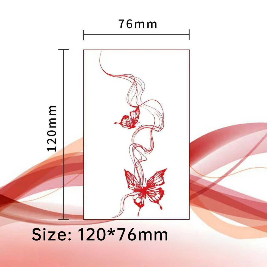 A Temporary Tattoo Retro Red Sticker Watercolor Butterfly Decor Body Arm Art Paster Face Bady Tattoo Waterproof DIY Paster Qme
