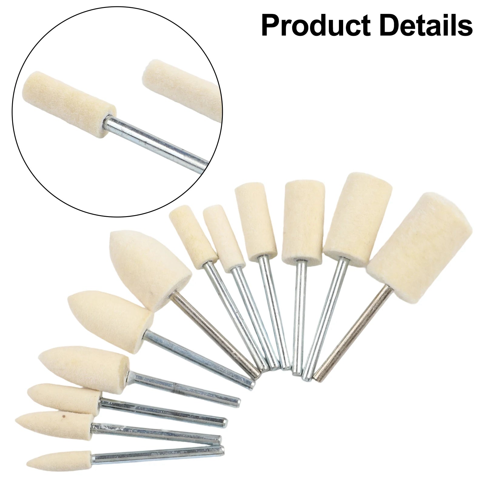 12pcs/set Wool Felt Polishing Heads 20mm Abrasive Burr Drill Bit Grinding Head For Drill Rotary Tool With 2.35 Mm Shank Qme