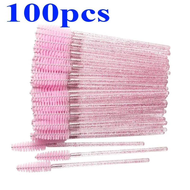 Wholesale 100/500/1000pcs Spoolies for Eyebrow Beauty Tools Eye Lash Extension Colorful Disposable Mascara Wands Eyelash Brush Qme Pink 100pcs