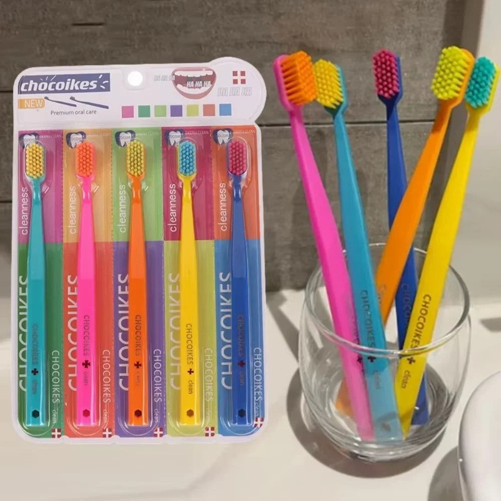 5pcs Ultra Soft Toothbrush Colored Men Women Adult Household Tooth Brush Orthodontic Teeth Brush Oral Hygiene for Sensitive Gum Qme