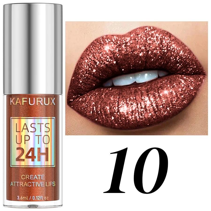 20 Matte Shiny Glitter Liquid Lipstick Lip Gloss Diamond Makeup Qme 10