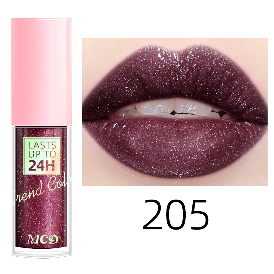 18 Colors Glitter Lip Glaze Long Lasting Gloss Waterproof Liquid Qme 205