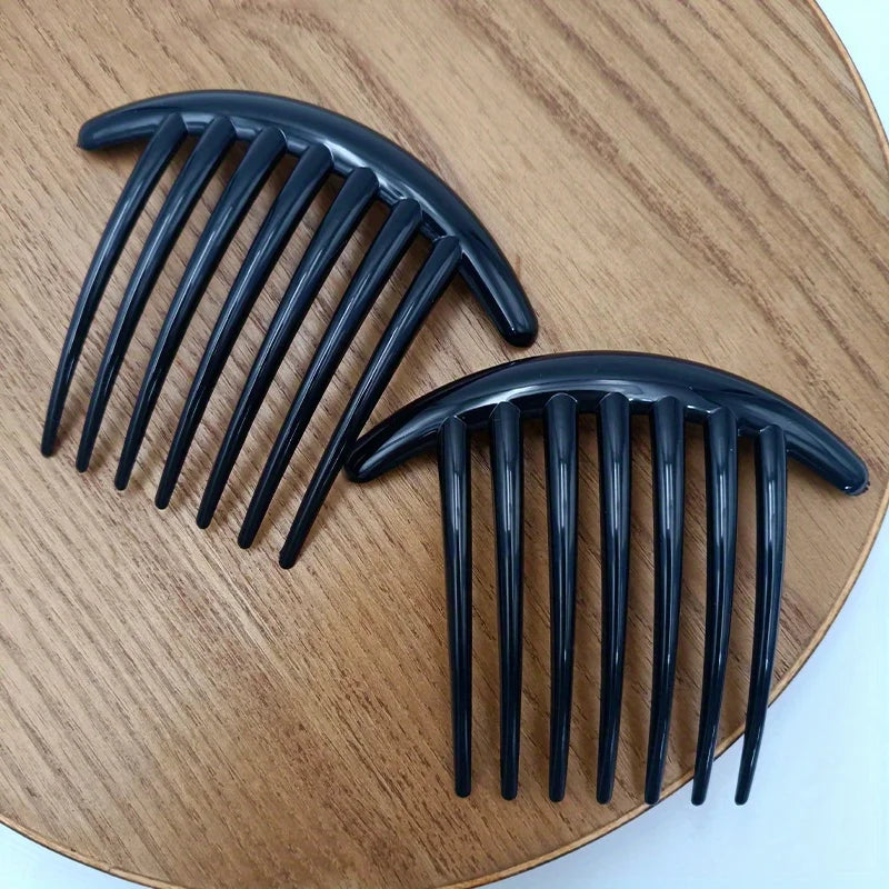 Seven-tooth comb, shaped brush hair comb, suitable for common hairstyles, durable handle, comb Qme Black 2 Packs
