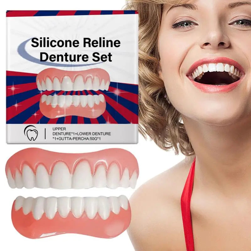Silicone Denture Upper Lower Veneers Perfects Laugh Soft Liners Qme