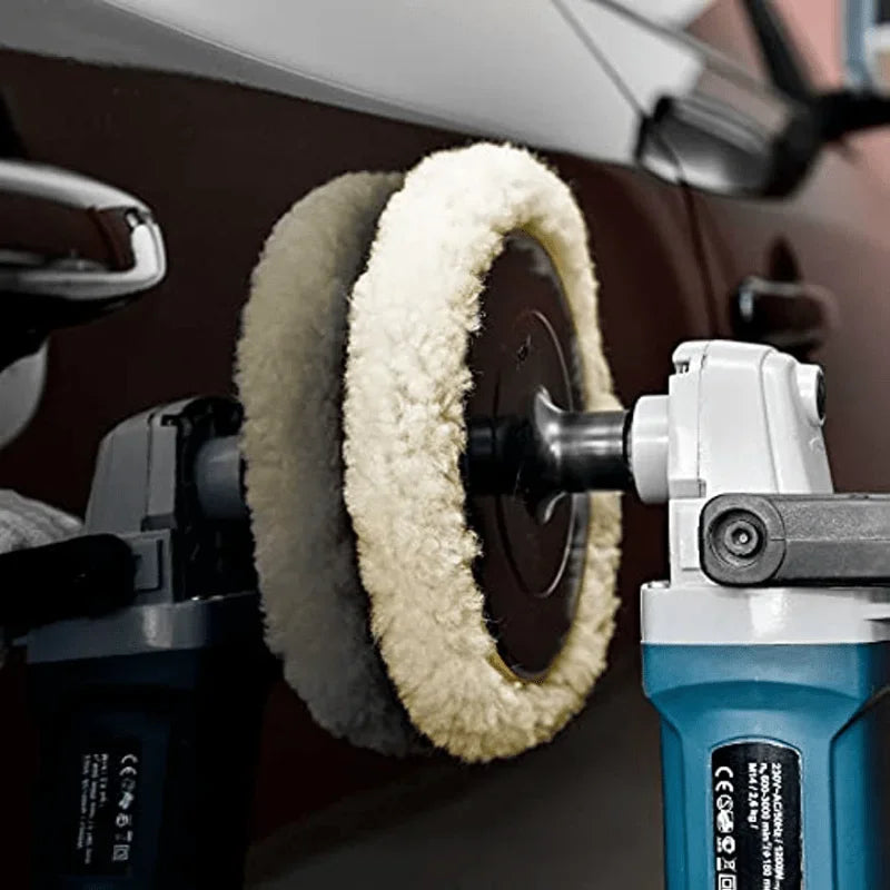 7in Wool Hook & Loop Grip Buffing Pad For Compound Cutting & Polishing For Automotive, Marine And Epoxies Qme