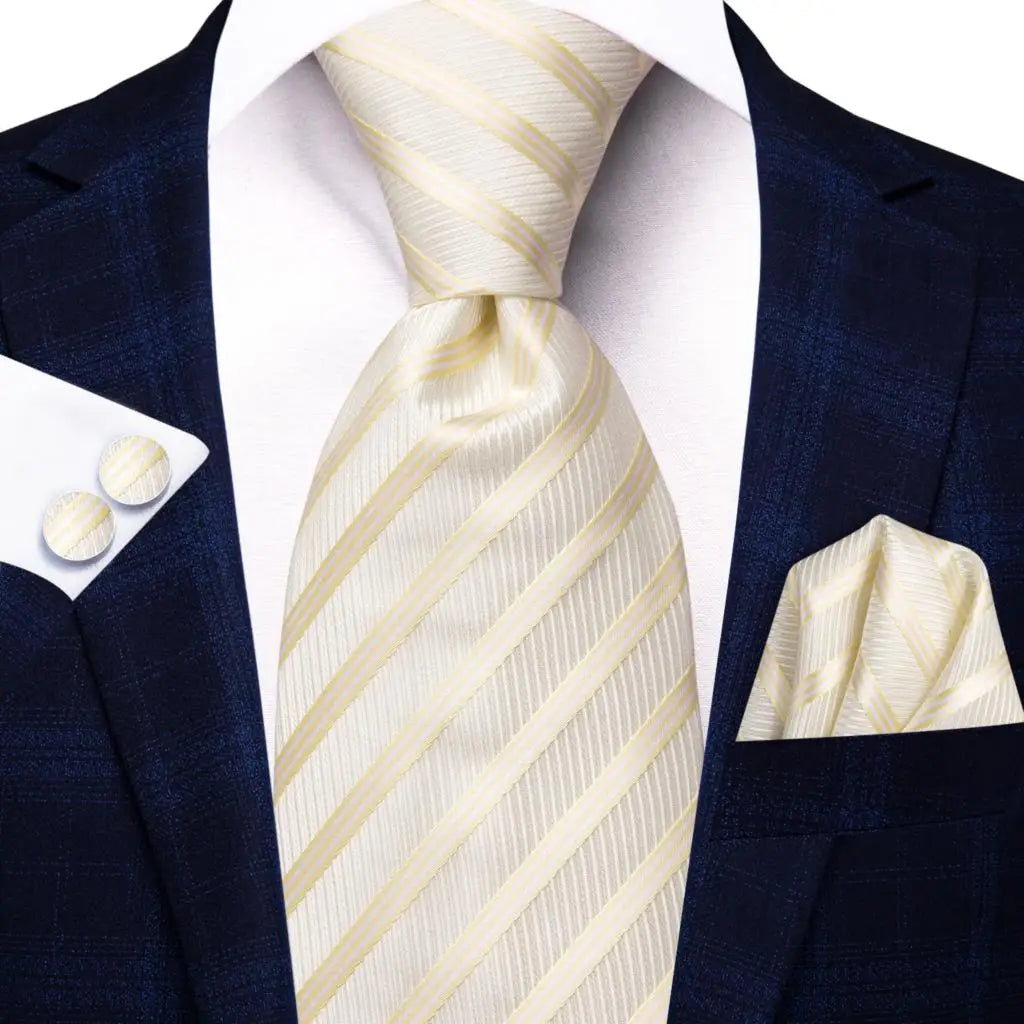 Champagne Floral Paisley Elegant Tie Men Groom Wedding Yellow Gray