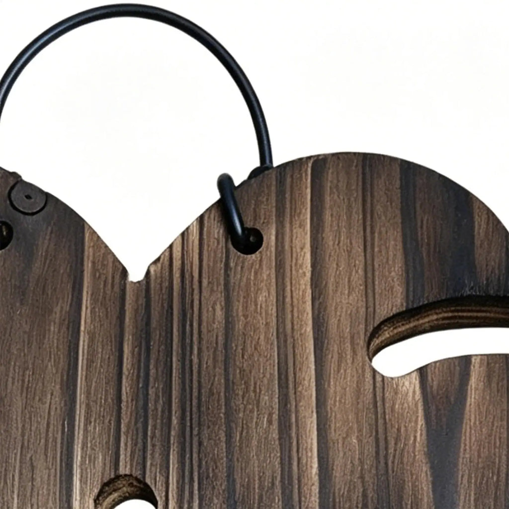 Wall Plant Holder Monstera Leaf Shape Flower Wooden Panel Vase Home Qme