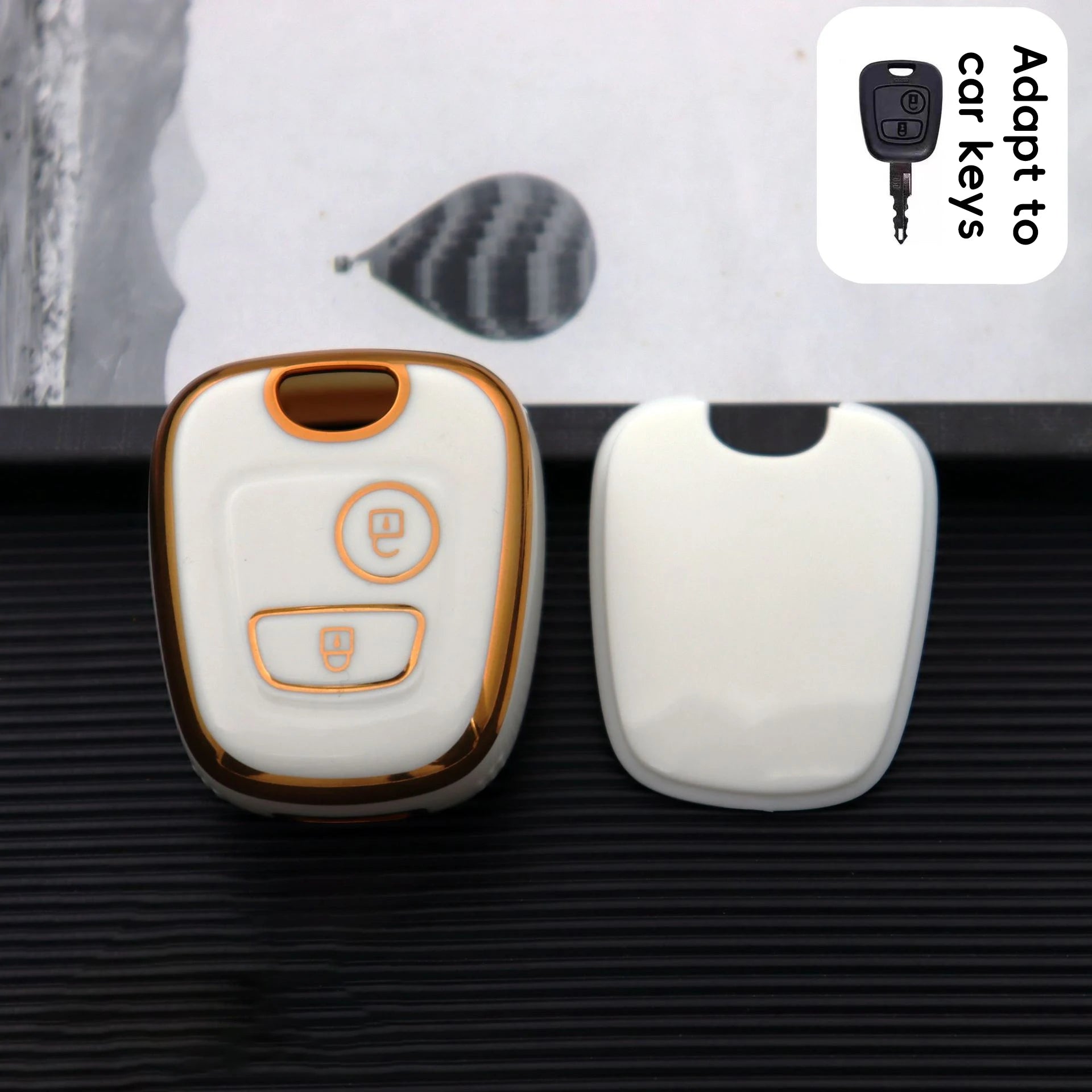 Car Remote Key Protection Case Suitable Smart Chain Cover Logo 307 Qme WHITE