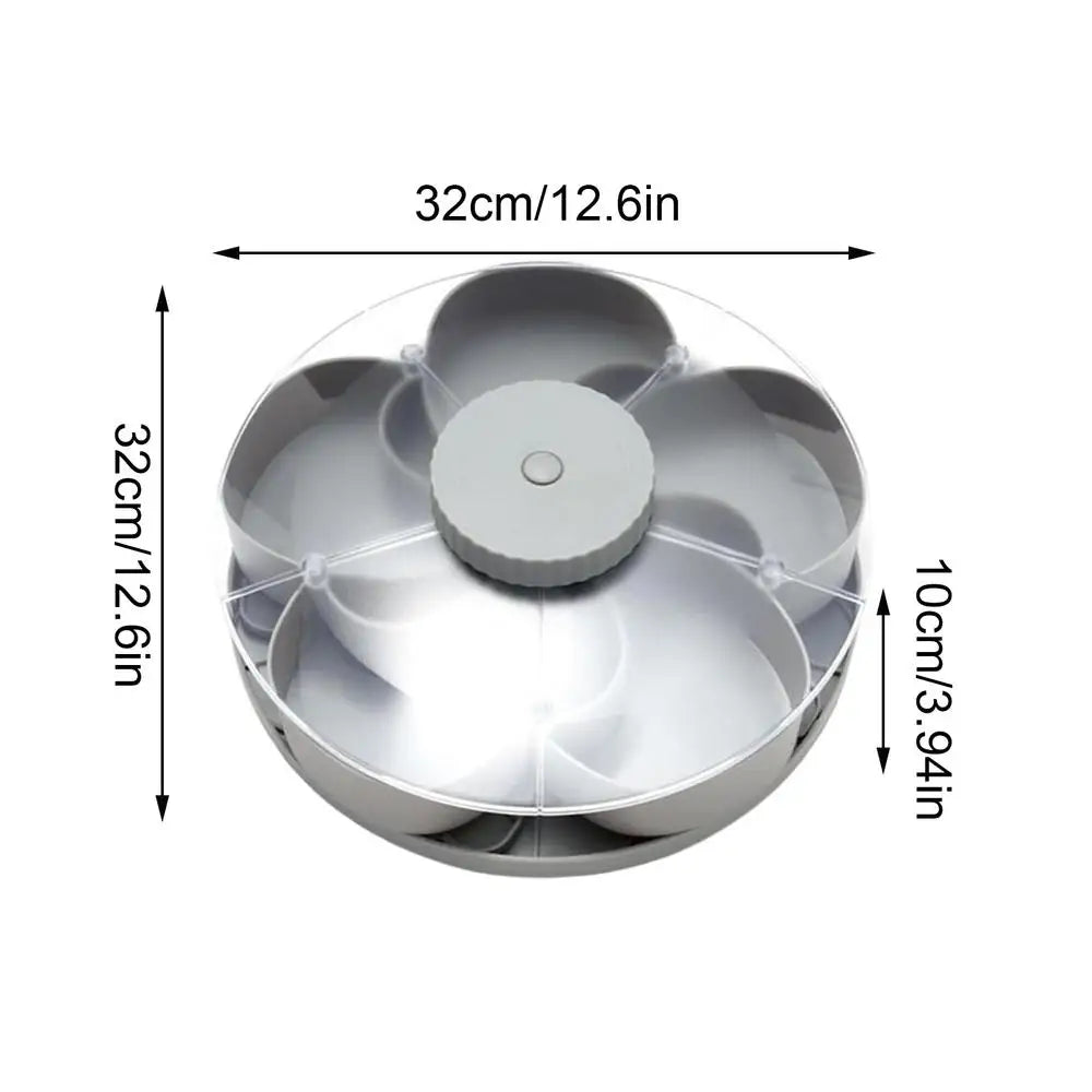 Snack Tray Lid Rotating Storage Container Non-slip Base Fruit Qme Gray China Mainland