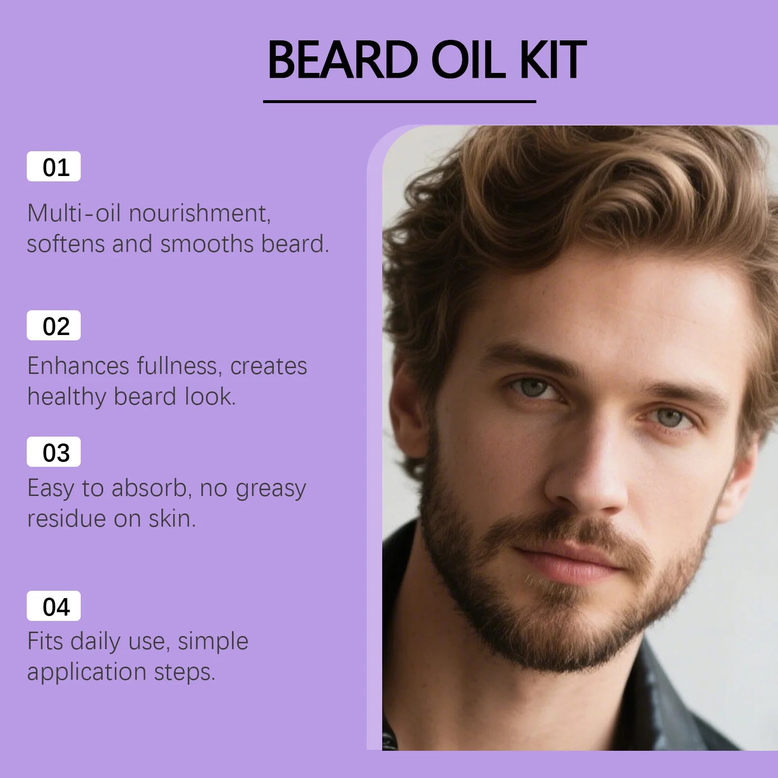 Men's Beard Oil Kit Unscented & Sandalwood Beard Growth Kit for Thick Soft Smooth Beard Oil Beard Care Moisturizing Conditioning Qme