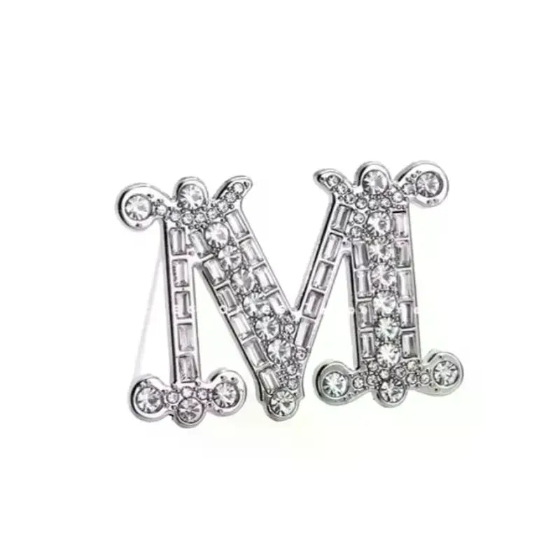 Rhinestone Letter Initial Brooch Pin, Sparkly Alphabet Lapel Pin Fashion Jewelry Gifts for Women Coat Dress Decoration Qme
