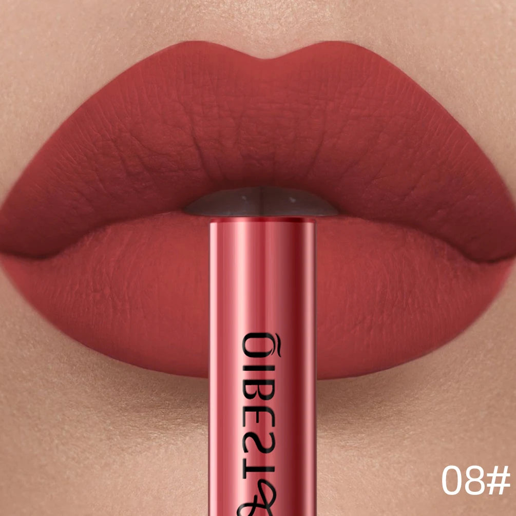 QIBEST Liquid Lipstick Waterproof Velvet Nude Matte Sexy Red Lip Gloss Long Lasting Nonstick Lip Stain Makeup 24 Colors Hots Qme 8