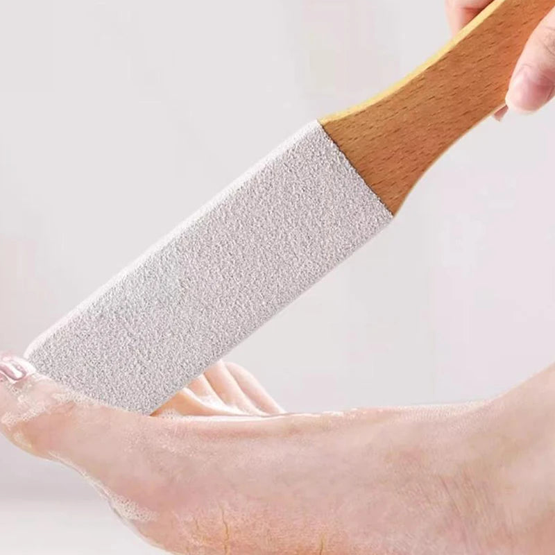 Bamboo Handle Foot File 360 Natural Pumice Stone Exfoliator Qme