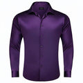 Solid LS Shirt Brown Pink Purple Green Blue Black Red Basic Button