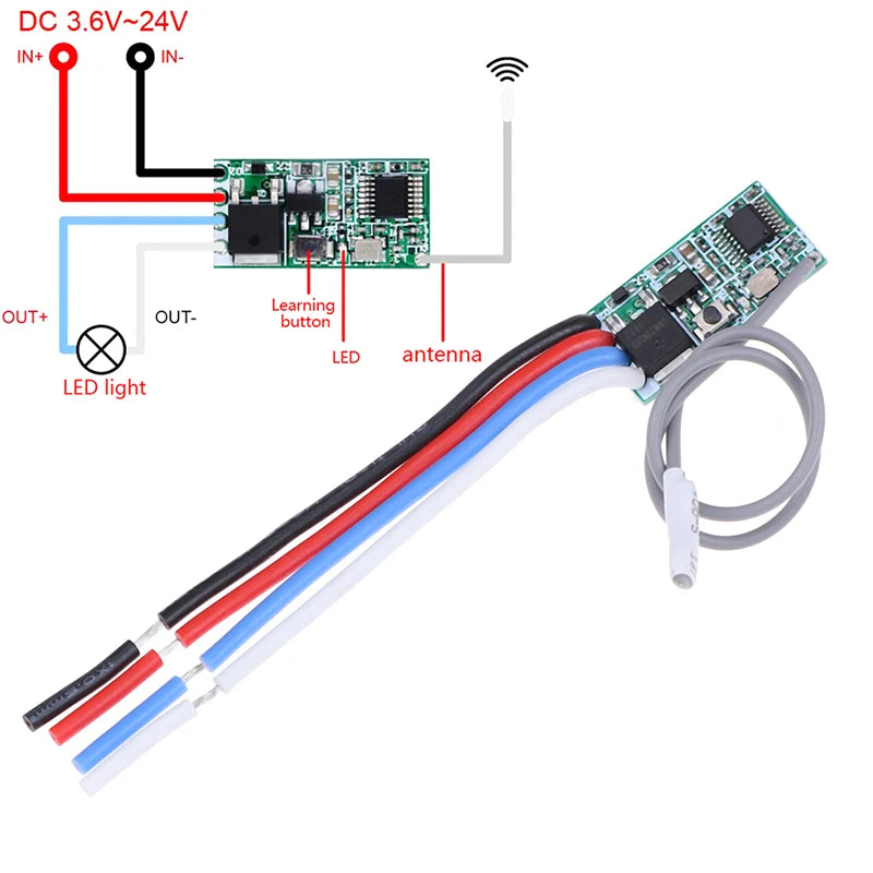 433Mhz 1CH RF Relay Receiver Wireless Remote Control Light Switch Micro Module. Qme
