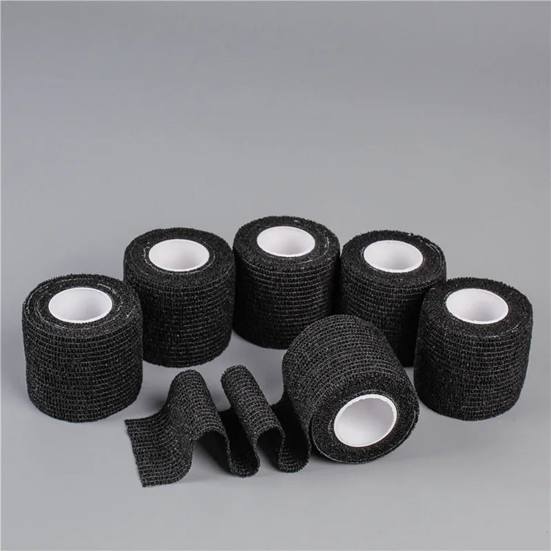 Factory Wholesale 6/12/24/48pcs Disposable Cohesive Tape Wrap Elastic Bandage Rolls For Tattoo Machine Grip Accessories Supply Qme 6PCS BLACK