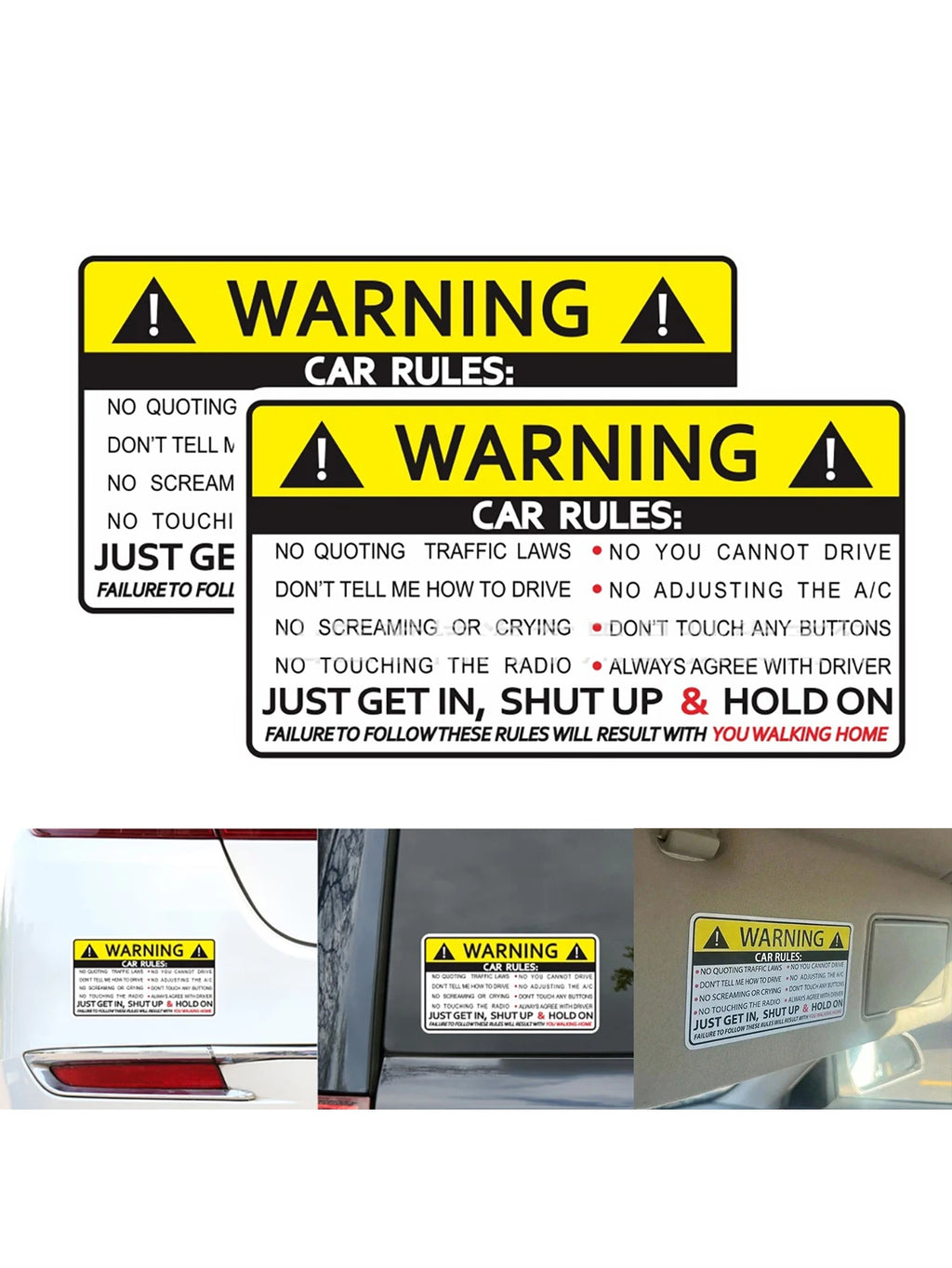 Car Interior Safety Warning Stickers Window Graphics Bumper Qme