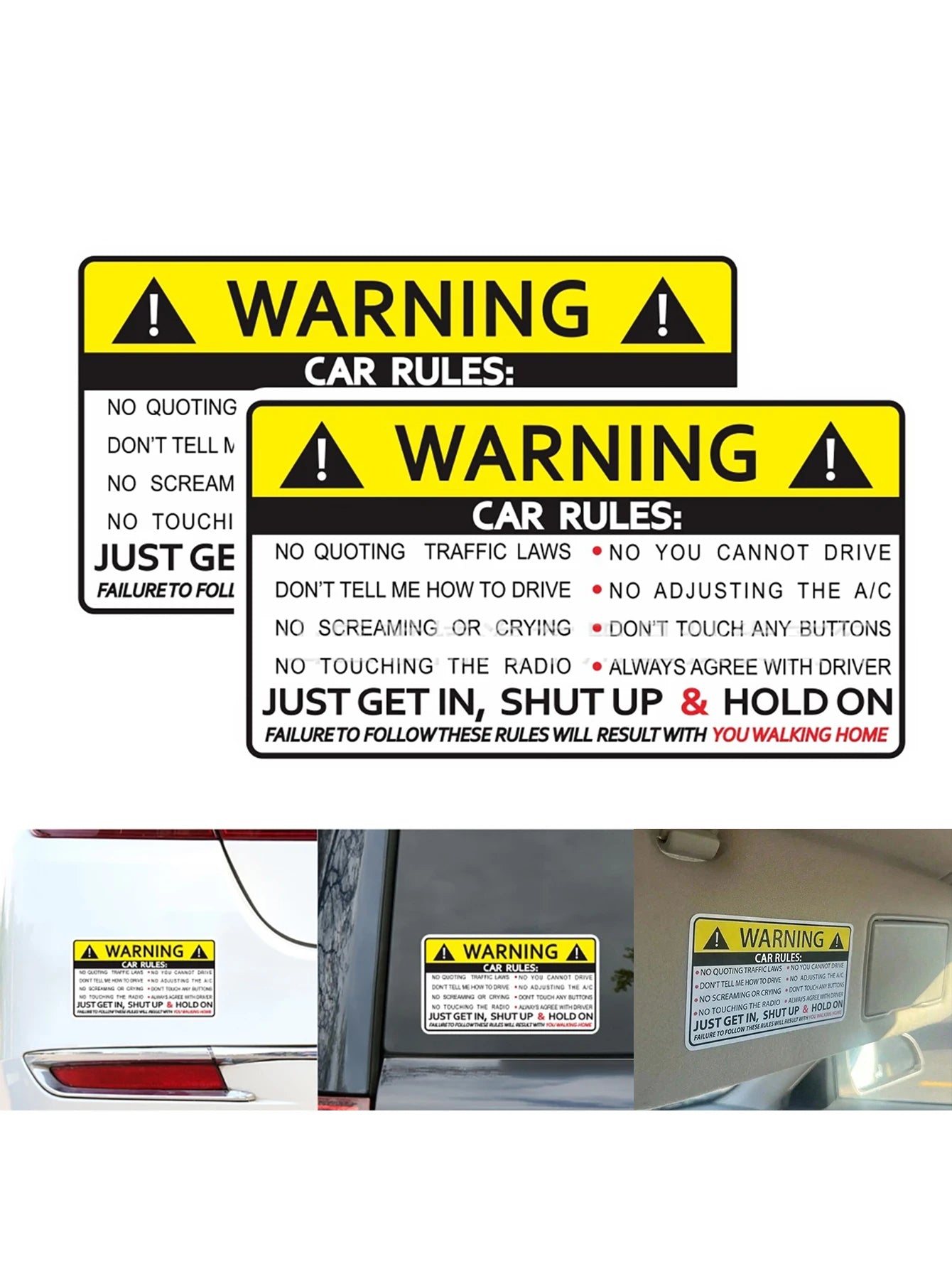 Car Interior Safety Warning Stickers Window Graphics Bumper Qme