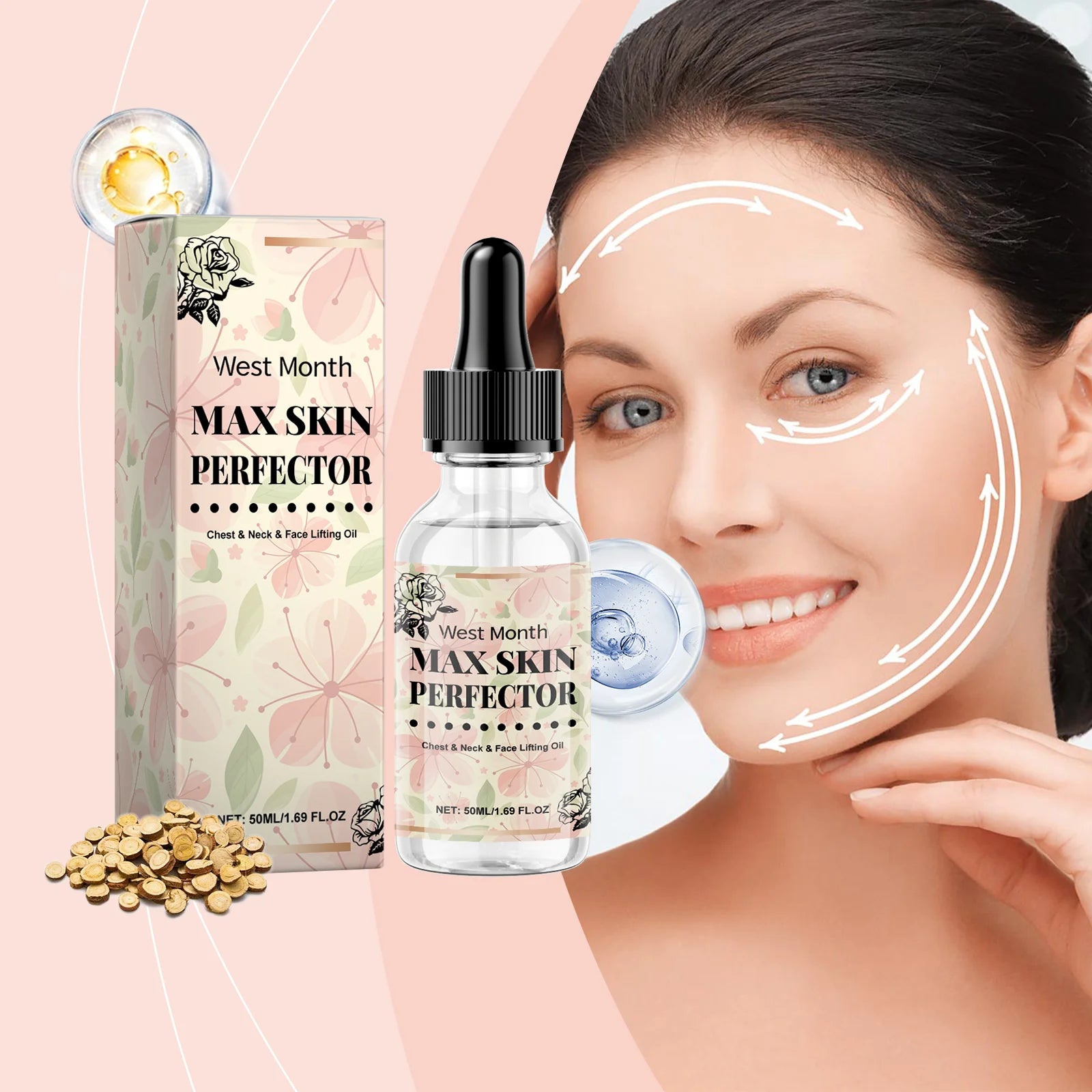 Chest Neck Face Lifting Oil Efficient Nourishment Deeply Nourish the Skin Moisturizing Oil Boost Radiance Winter Skincare Qme