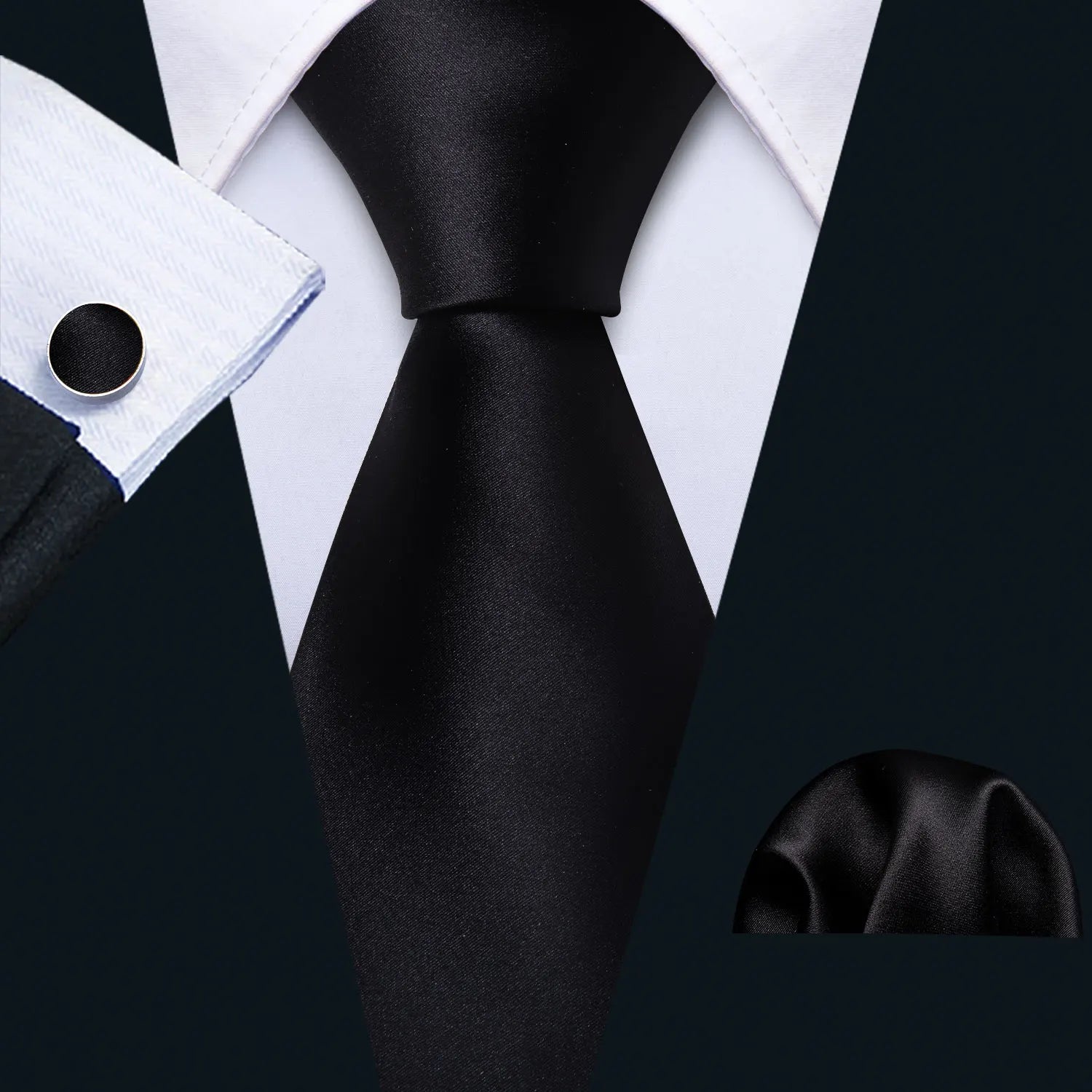 Black Geometric Tie Tie For Men Wedding Tie Party Necktie Handkerchief Cravat Barry.Wang Fashion Designer Tie Set LS-5225 Qme 5263