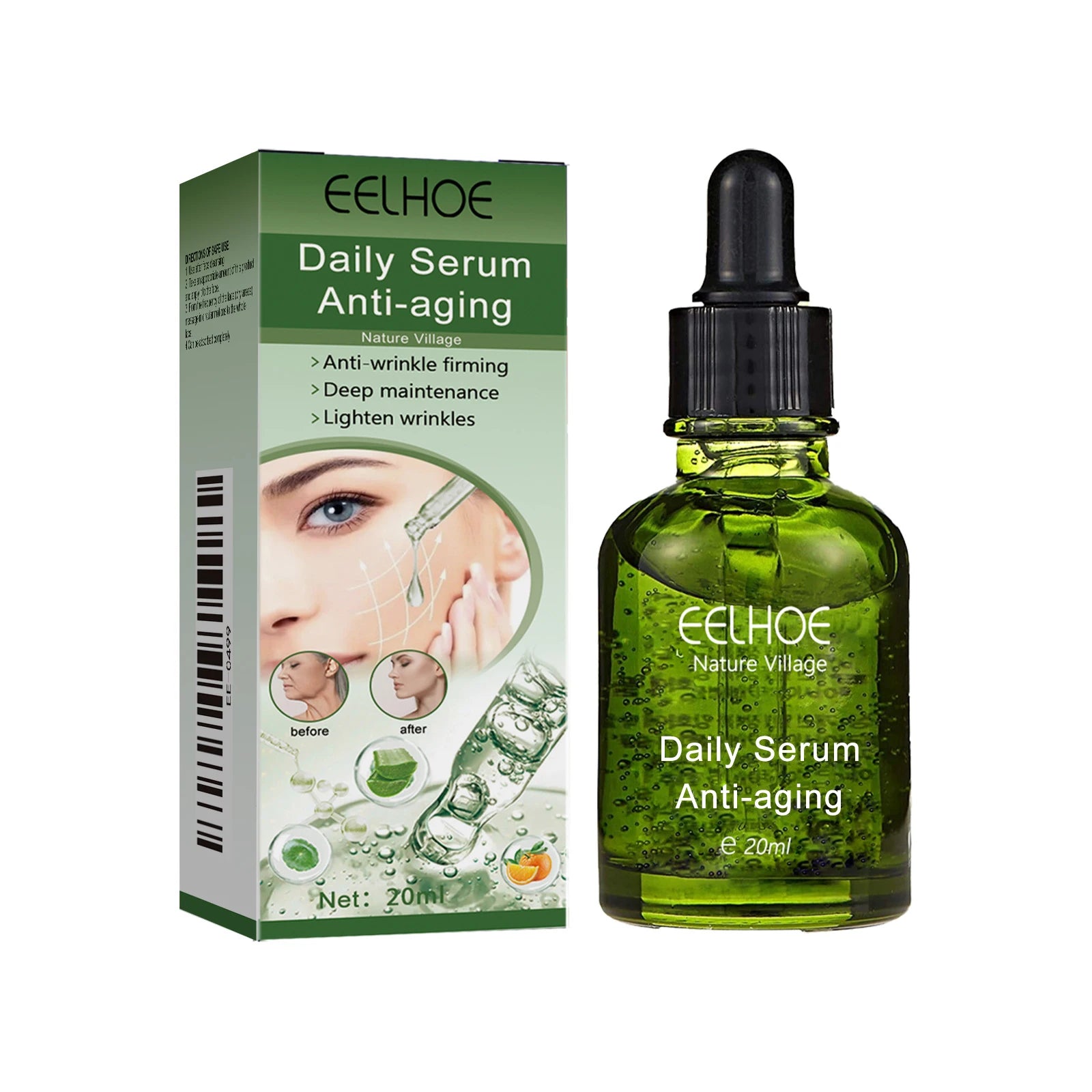 Daily Serum Lifting Firming Skin Fade Fine Line Wrinkles Essence Shrinking Pores Brightening Moisturizing Nourishing Skin Care Qme 20ml 1Pcs