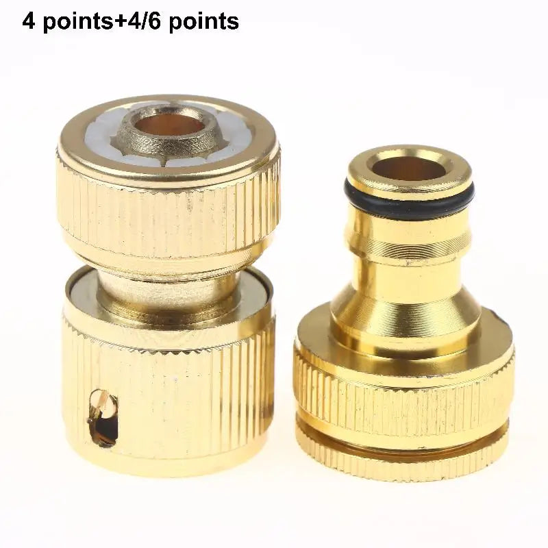 2pcs Standard Aluminum Hose Connector Set - 4/6'' Tap Fitting Quick Connect For Garden Pipes Hose Connector Qme A