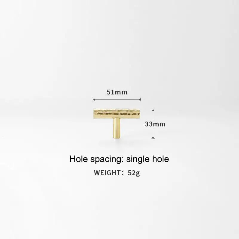 Drawer Hammer Pattern Pull Handle For Cabinet Single-hole Pull Handles For Wardrobe Handle Brass Copper Pulls Qme I
