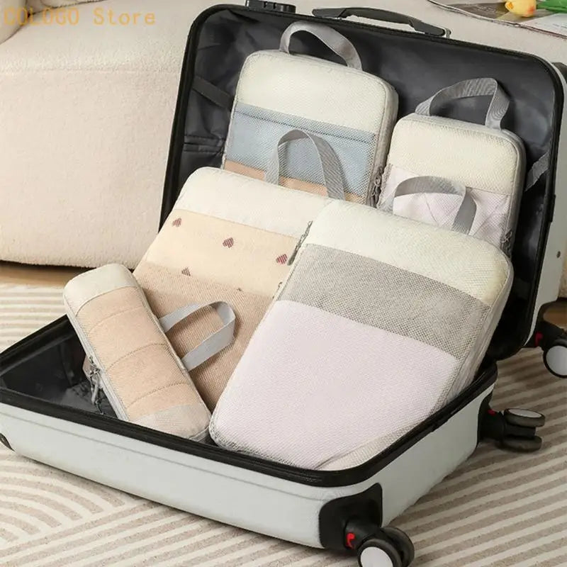 Compressible Travel Luggage Organizers Portable Packing Cubes Clothes Qme
