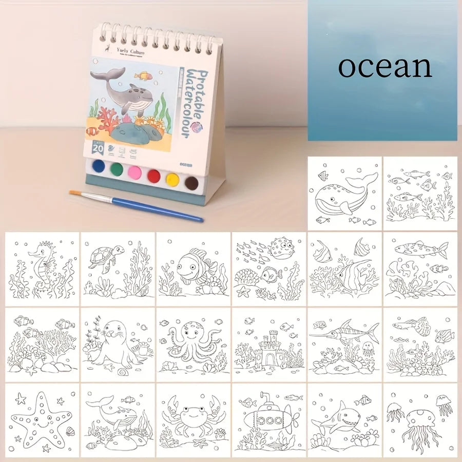 20 sheet watercolor sketchbook set, colorless leaves, suitable for creative drawing boards of students and professionals Qme ocean