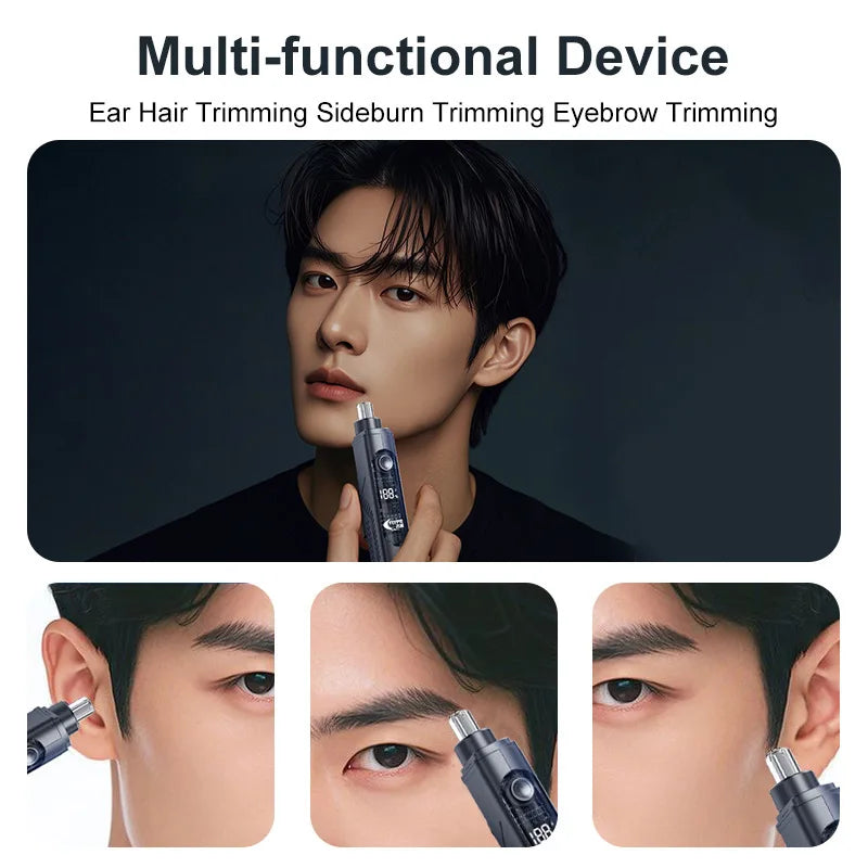 Nose Hair Trimmer Rechargeable Digital Display Clean Nostrils Electric Qme