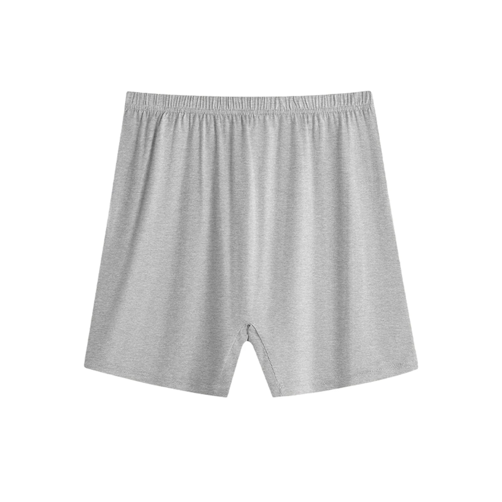 Men's Solid Color Casual Loose Underwear Elastic High Waist Breathable Shorts Thin Soft and Comfortable Sleepwear Homewear Qme Light Gray 1XL