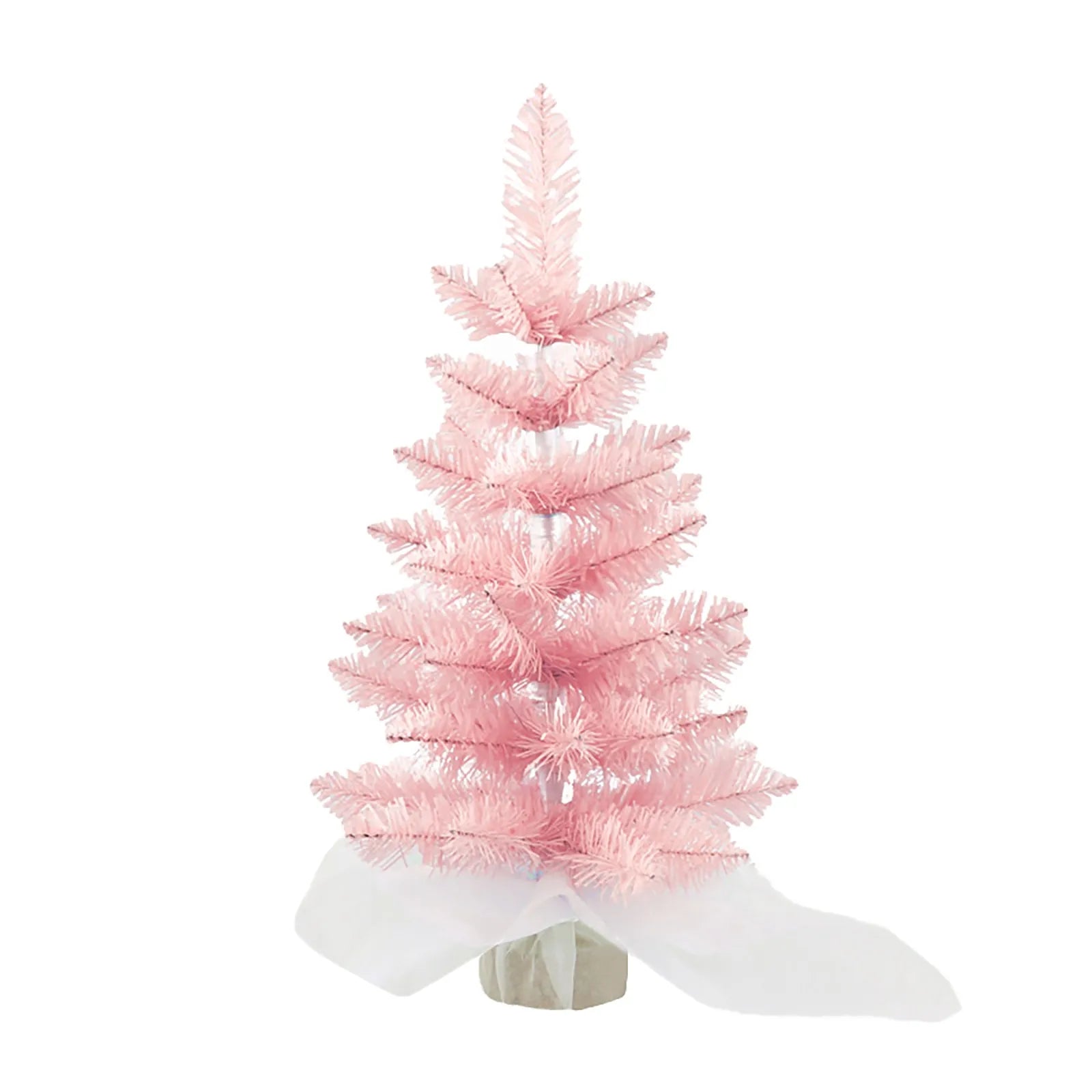 Artificial Mini Colorful Trees Christmas Village Trees with Wood Base Small Sisal Tree for Tabletop Christmas Decoration Qme Pink