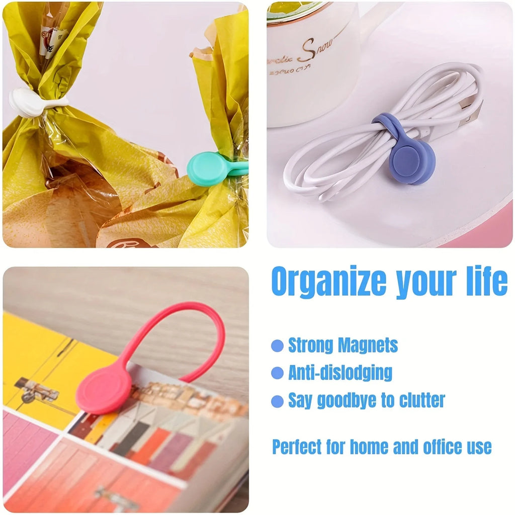 10 magnetic zip ties - reusable USB and headphone storage, suitable for cable organization and reusable zip ties Qme
