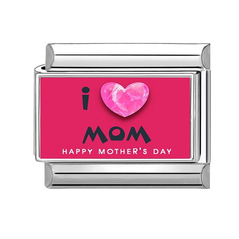 Love Mom Series Cute Child Star Flower Italian Charm Links Fit
