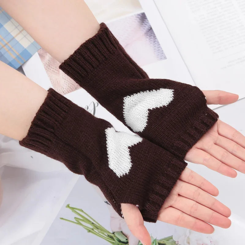 Knitted Half Finger Gloves Women's Warm Soft Winter Mittens for Girl Guantes Y2K Sleeve Girls Lolita Goth Fingerless Gloves Qme A-6 Length -20cm