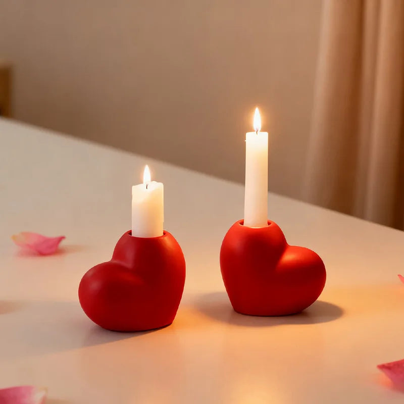 Red Heart Ceramic Candle Stands Romantic Ornaments Wedding Valentine Qme