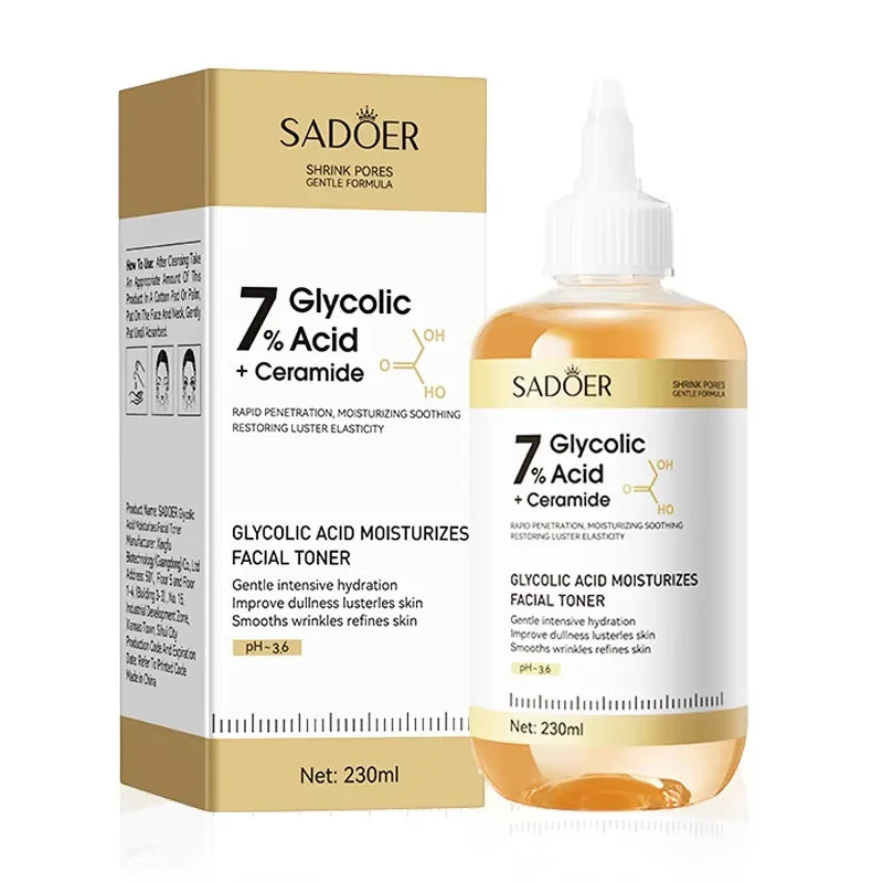 SADOER Glycolic Acid Toner Face Serum Facial Skincare Moisturizing Facial Toner Firming Nourishing Face Essence Skin Care Qme 1pc