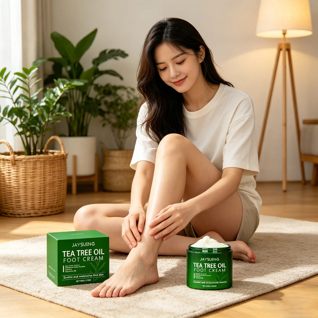 Jaysuing Tea Tree Oil Foot Cream Cracked Feet Remove Calluses Dead Qme