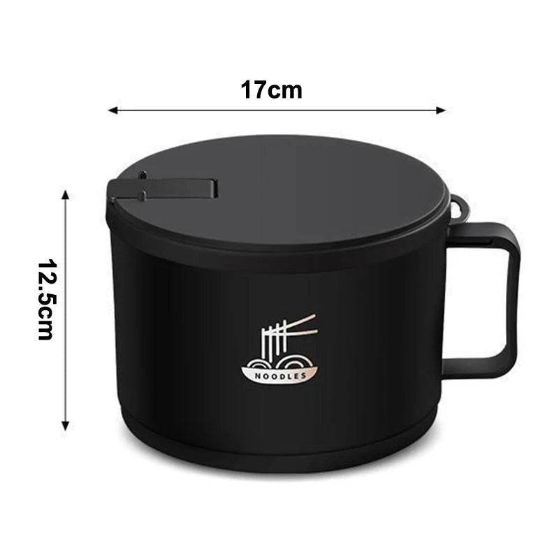 304 Stainless Steel Foam Bowl Large Capacity Double-Layer Anti-Scald Lunch Box With Tableware/Lid Can Drain Ramen Bowl Qme