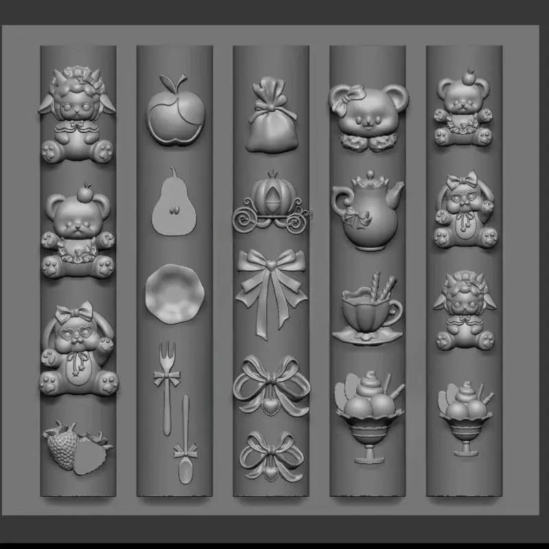 3D Silicone Mold Nail Art Design Relief Bow Strawberry Baroque Qme A9