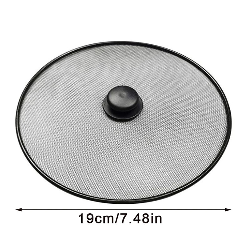 Black Splatter Screen Anti Grease Frying Pan Oil Splash Guard Lid Fine Mesh Splash Guard Cover Lid Kitchen Tools Qme 19cm