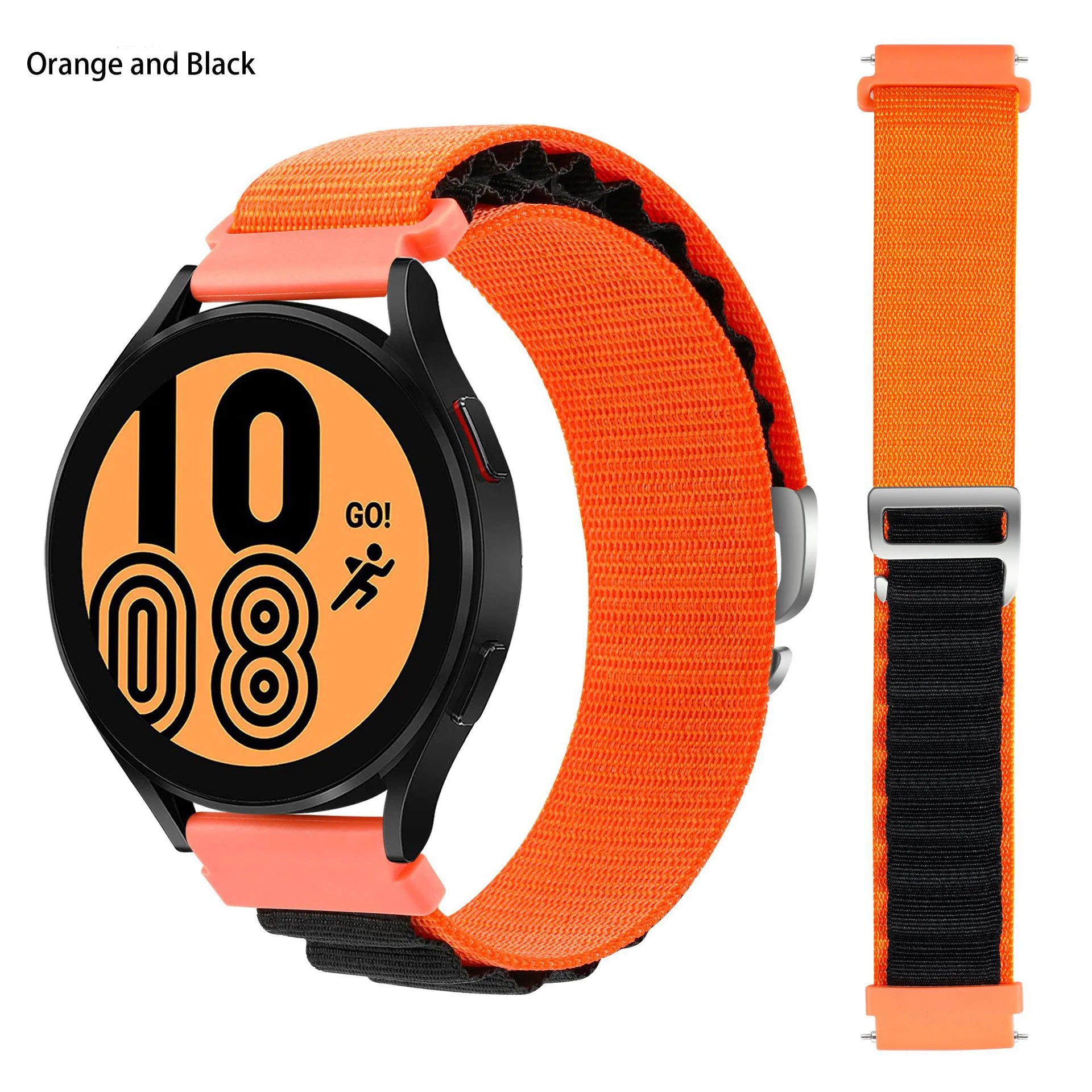Suitable for Quartz Samsung Watch 4/5/6 20mm 22mm Nylon Quick Release Outdoor Strap Huawei GT3 High Mountain Loop Watch Bands Qme 12Orange Black 20mm