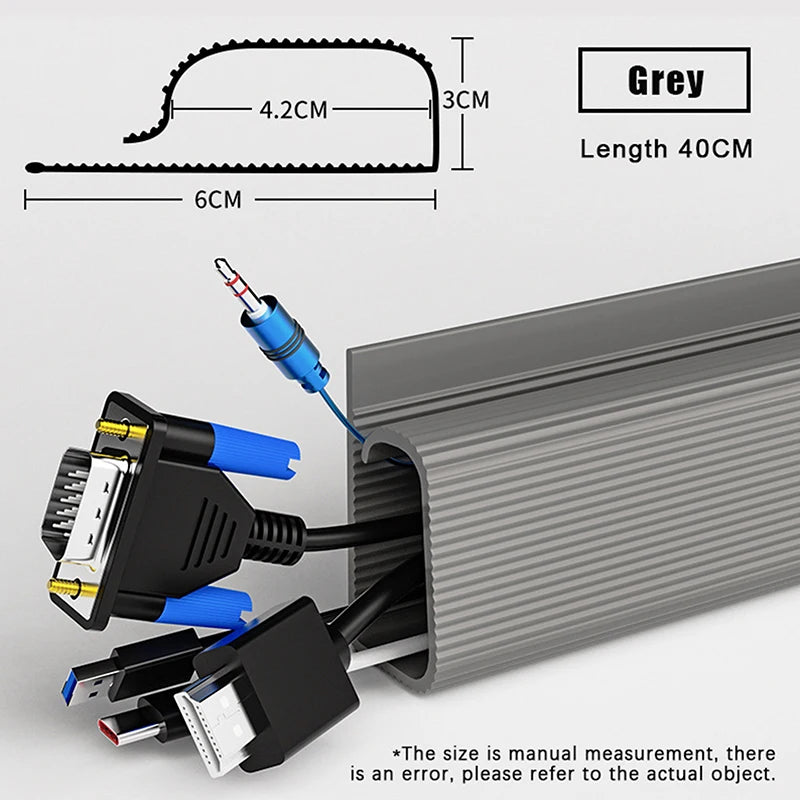 Channel Desk Cable Organizer Management Accessories White Protecter Qme 40CM gray